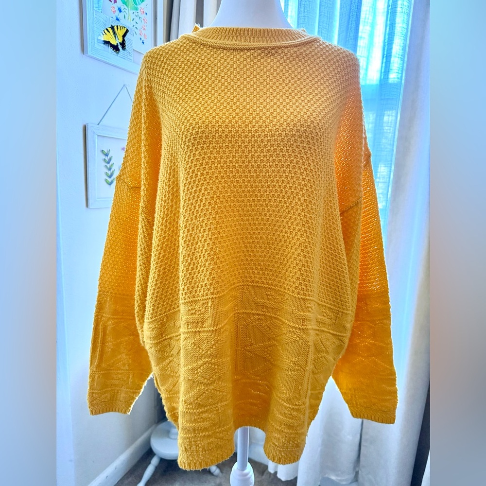 Vintage 90s DESIGNERS ORIGINALS Dandelion Yellow Knot Sweater